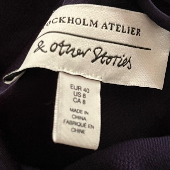 & Other Stories Satin Double Strap Minimalist Deep Blue Midi Dress - Picture 7 of 8